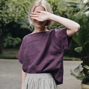 Linenfox Mona Eggplant Violet Top